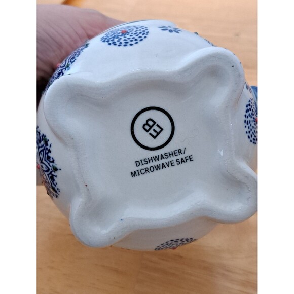 Earthbound Trading Company Elephant Figural Mug Cup Blue White Red Trunk Up - Picture 7 of 7